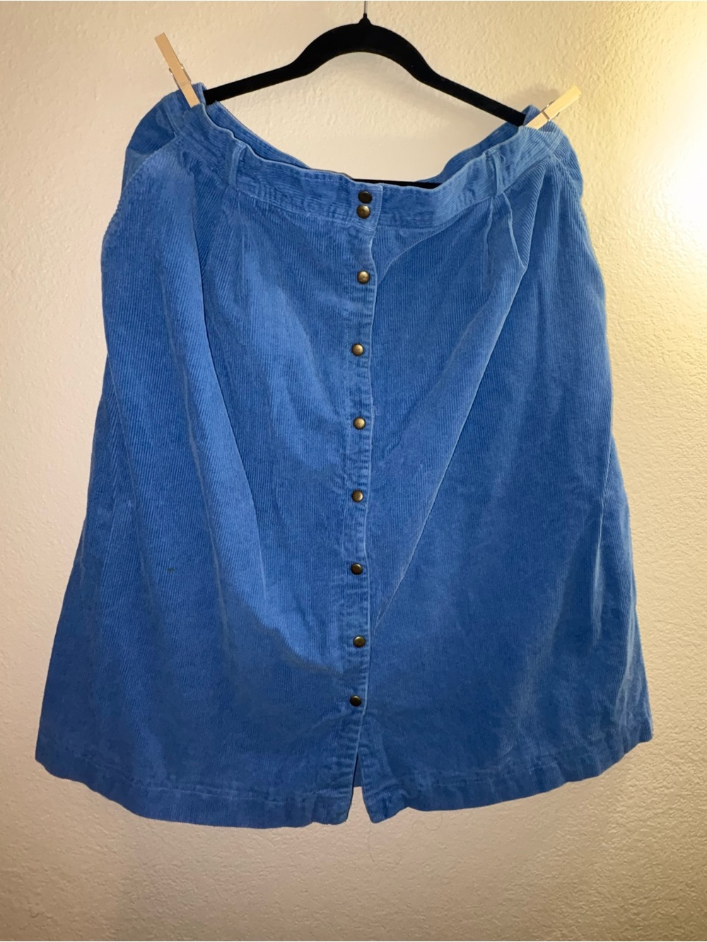 Blue Corduroy Button-Front Women's Skirt